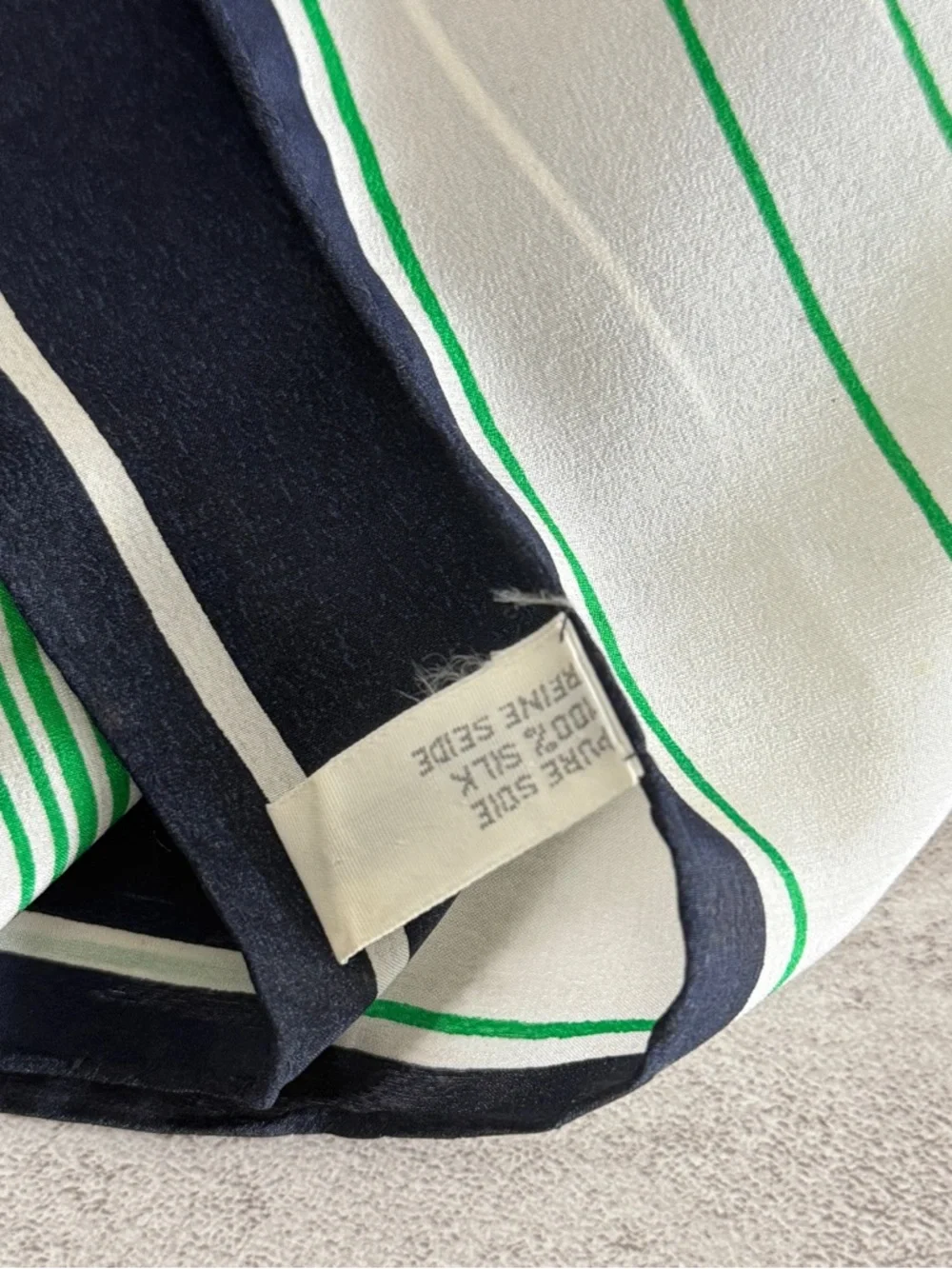 Dior Navy Blue, Light Blue & Green Striped Silk Scarf - Picture 6 of 8